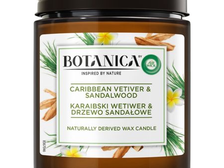 Botanica świeca z wosku naturalnego pochodzenia Karaibski Wetiwer & Drzewo Sandałowe 205g For Cheap