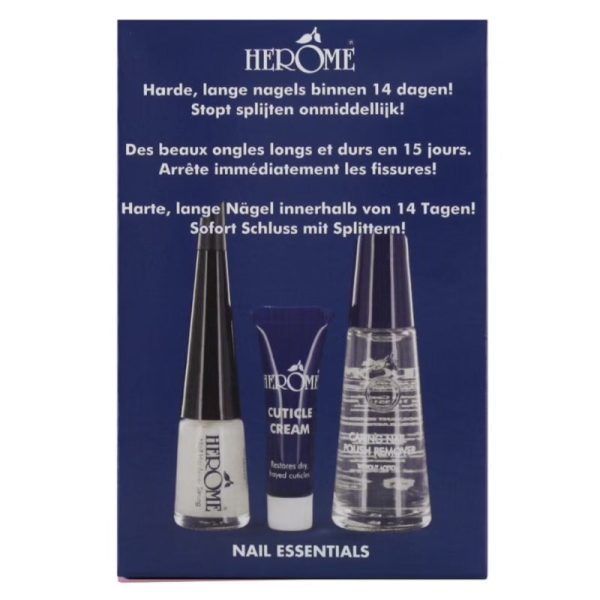 Nail Essentials zestaw zmywacz do paznokci 10ml + utwardzacz 4ml + krem do skórek 3ml Sale